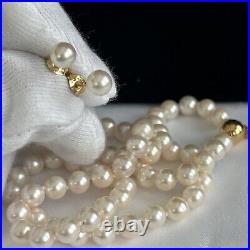 Vtg. Akoya Pearls with 18K Gold Clasp, 5.9-6.1mm, Knotted Necklace &750 Earrings