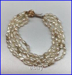 Vtg FRESHWATER PEARL & 14K GOLD necklace and bracelet SET fine beautiful pearls