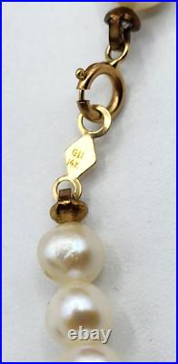 Vtg GII 14K Yellow Gold & 5.35mm Freshwater Pearl Set Necklace Earrings Bracelet