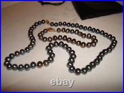 Vtg Honora Approx 7mm Gray Pearl 14K Gold Clasp 18 L Necklace Bracelet Set