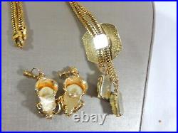 Vtg Selro Asian Princess 2 Dangle Lariat Necklace And Matching Earrings Set