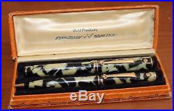 WAHL Black and Pearl Fountain Pen Pencil SET X GOLD SEAL MINT FLEX NIB Boxed