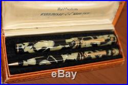 WAHL Black and Pearl Fountain Pen Pencil SET X GOLD SEAL MINT FLEX NIB Boxed