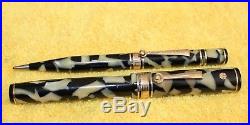 WAHL Eversharp OS Gold Seal DECO BAND Fountain Pen Pencil Black and Pearl Set