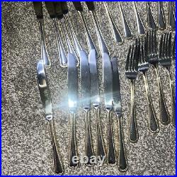 Wallace Silver Gold Royal Bead Stainless 65 Piece Service for 12