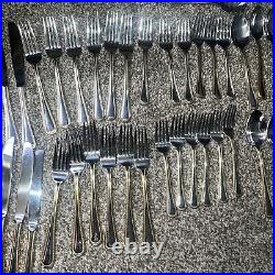 Wallace Silver Gold Royal Bead Stainless 65 Piece Service for 12