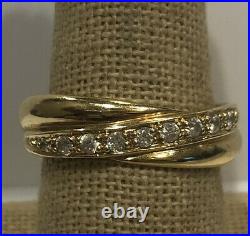 Wedding Band Ring 14K Yellow Gold Bead Set CZ Size 10 Anniversary 14KT 4.71grams