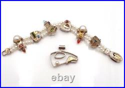 Wendy Newman Modernist 18K Gold Sterling Silver Pendant & Gemstone Bracelet LJH2