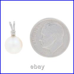 White Gold Cultured Pearl Earrings & Pendant Set 14k Diamond Pierced Studs