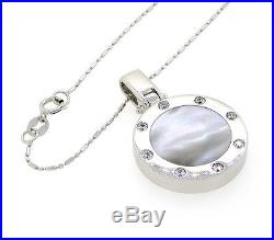 White Gold Jewelry Set, 18K Gold Mother-of-Pearl and CZ, Pendant Ring Earrings