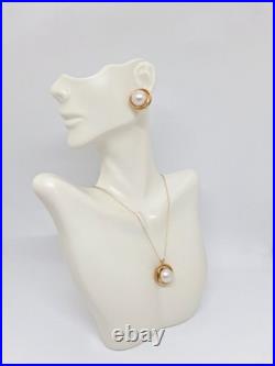 White MABE Pearl 12mm 14K Yellow Gold Pendant/Earring 14K Yellow Gold SET White MABE Pearl 12mm 14K Yellow Gold Pendant/Earring 14K Yellow Gold SET
