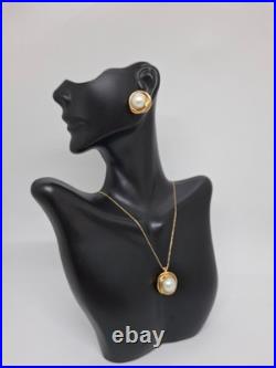 White MABE Pearl 12mm 14K Yellow Gold Pendant/Earring 14K Yellow Gold SET White MABE Pearl 12mm 14K Yellow Gold Pendant/Earring 14K Yellow Gold SET