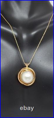 White MABE Pearl 12mm 14K Yellow Gold Pendant/Earring 14K Yellow Gold SET White MABE Pearl 12mm 14K Yellow Gold Pendant/Earring 14K Yellow Gold SET