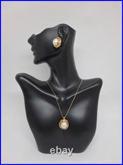White MABE Pearl 12mm 14K Yellow Gold Pendant/Earring 14K Yellow Gold SET White MABE Pearl 12mm 14K Yellow Gold Pendant/Earring 14K Yellow Gold SET