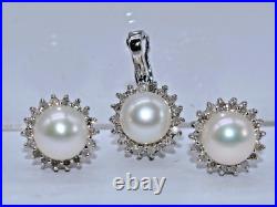 White Pearl & 0.40 CT TW White Diamond 14 K White Gold Pendant & Earrings Set White Pearl & 0.40 CT TW White Diamond 14 K White Gold Pendant & Earrings Set