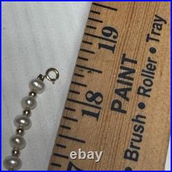 White Pearl And 14k Gold Necklace And Bracelet Set-Earrings In Small Trinket Box