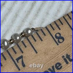 White Pearl And 14k Gold Necklace And Bracelet Set-Earrings In Small Trinket Box