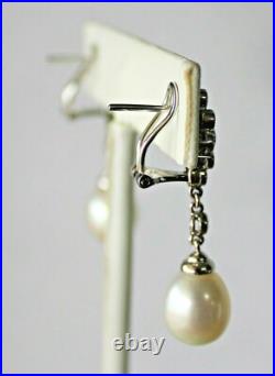 White Pearl & Diamond Pendant/Necklace & Earrings 14k White Gold Set Apprs $4900 White Pearl & Diamond Pendant/Necklace & Earrings 14k White Gold Set Apprs $4900