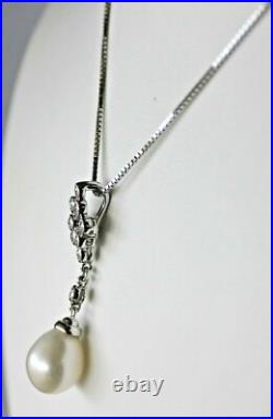 White Pearl & Diamond Pendant/Necklace & Earrings 14k White Gold Set Apprs $4900 White Pearl & Diamond Pendant/Necklace & Earrings 14k White Gold Set Apprs $4900