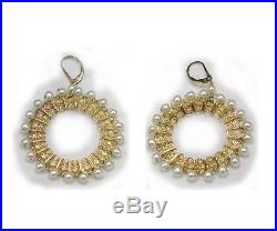 White Pearl Yellow Gold Earrings BIG Ladies Gift Set