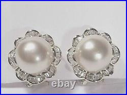 White South Sea pearl set(ring, earrings &pendant), diamonds, solid 14k white gold
