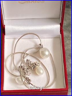 White gold Natural pearl Necklace and earing set