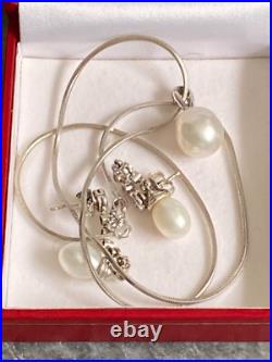 White gold Natural pearl Necklace and earing set