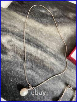 White gold Natural pearl Necklace and earing set