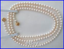 Wholesale Akoya hanadama solid gold pearl necklace diamond 750 JAPAN SET $80k+