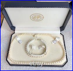 XLNT Vintage CP 14k Gold Necklace Earring Bracelet Fresh Water Pearl Set