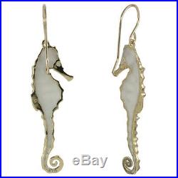 Yellow Gold Filled Pearl Small Seahorse Earrings Necklace Birthday Set Jewelry