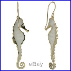 Yellow Gold Filled Pearl Small Seahorse Earrings Necklace Birthday Set Jewelry