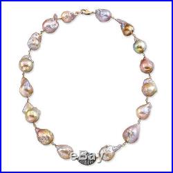 Yellow Gold Plated Freshwater Pearls Necklace withSilver Set Diamond Bead
