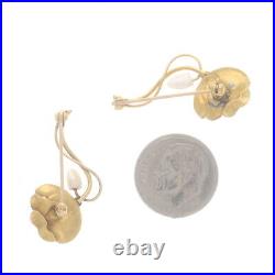 Yellow Gold Set of Two Art Nouveau Pearl Flower Brooches 10k Blossom Pins