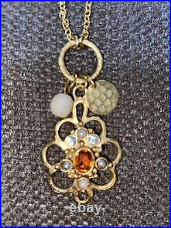 Yosca Gold Flower Beaded Pearl Chandelier Earrings & Necklace Set Anthropologie