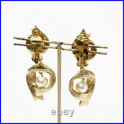 Yves Saint Laurent set earrings + necklace vintage imitation pearl gold