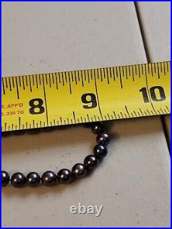 Zales 14K Gold Diamond Clasp 18 Black Cultured Pearl Beaded Necklace & Ring Set