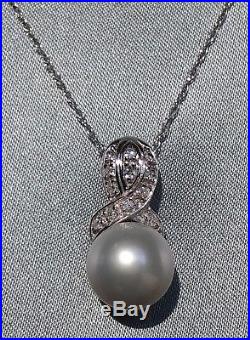 Zales Grey Pearl and Diamond Accent 10K White Gold Necklace and Earrings Set