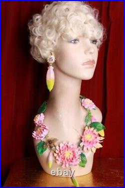 Zibellini Set Of Vivid Asters Flower Necklace+ Earrings